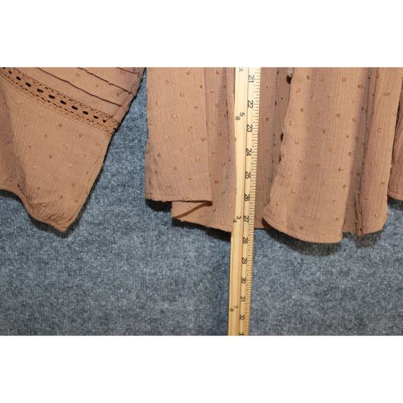 Torrid Chiffon Peasant 3/4 Sleeve Women's 2X Raglan Blouse Tobacco Brown Boho - Picture 4 of 14
